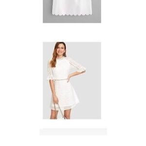 Ruffle Cuff Guipure Lace Overlay Dress Size S